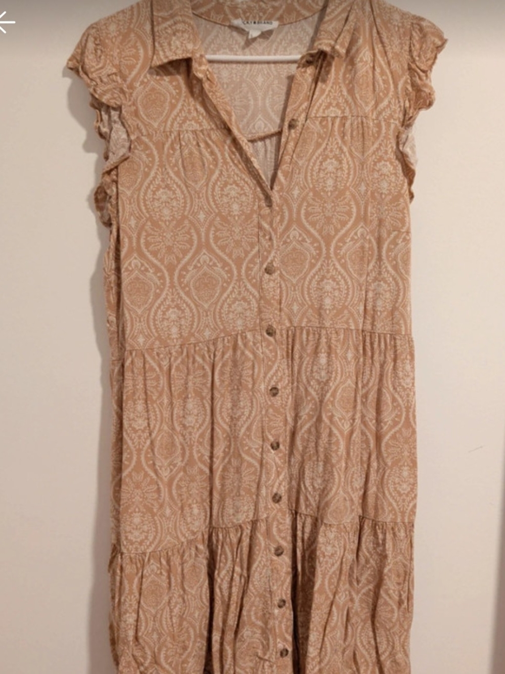 Lucky Brand Lightweight Paisley Button-Front Maxi Dress - Beige